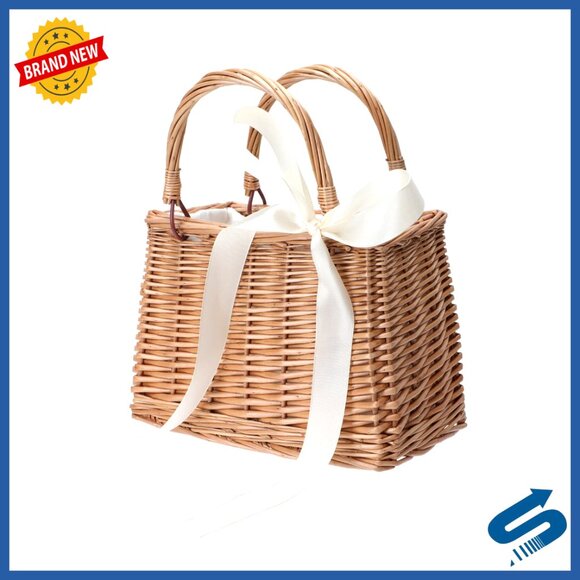 Wicker Rattan Handbag Boho Style Tote Beach Bag Summer Clutch Purse